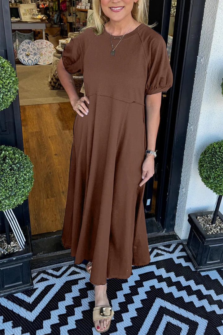 ODETTE | Puff-Sleeve Maxi for Flattering Grace and Comfort