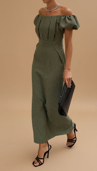 JASMIJN | Elegant Midi Dress with Accentuated Waist and Timeless Evening Style