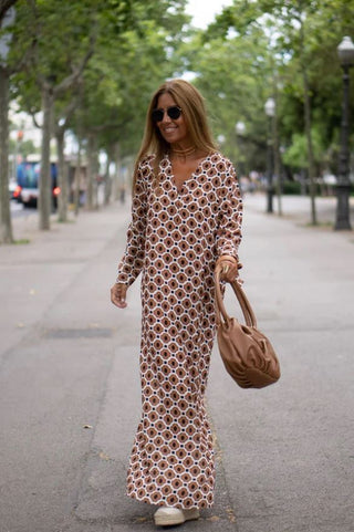 GABRIELLA | Long Dress with Geometric Print and Elegant Cut for Any Occasion