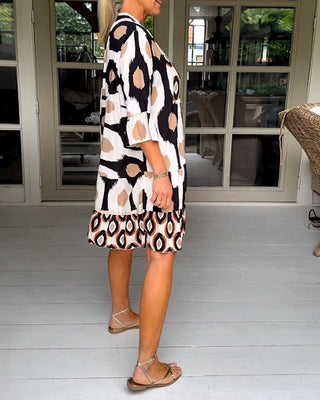 ELVINA | Printed Dress with 3/4 Sleeves and A-Line Cut for an Elegant and Relaxed Look