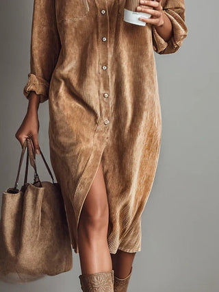 Estela | Loose midi corduroy dress