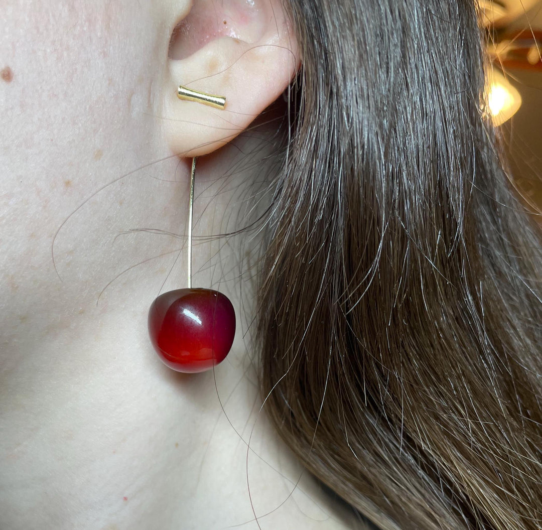 Blood Red Cherry Earrings, Y2K Jewelry, Y2K, Coquette, Lightweight, White Elephant Gift, Galentine's Party, Cute Earrings