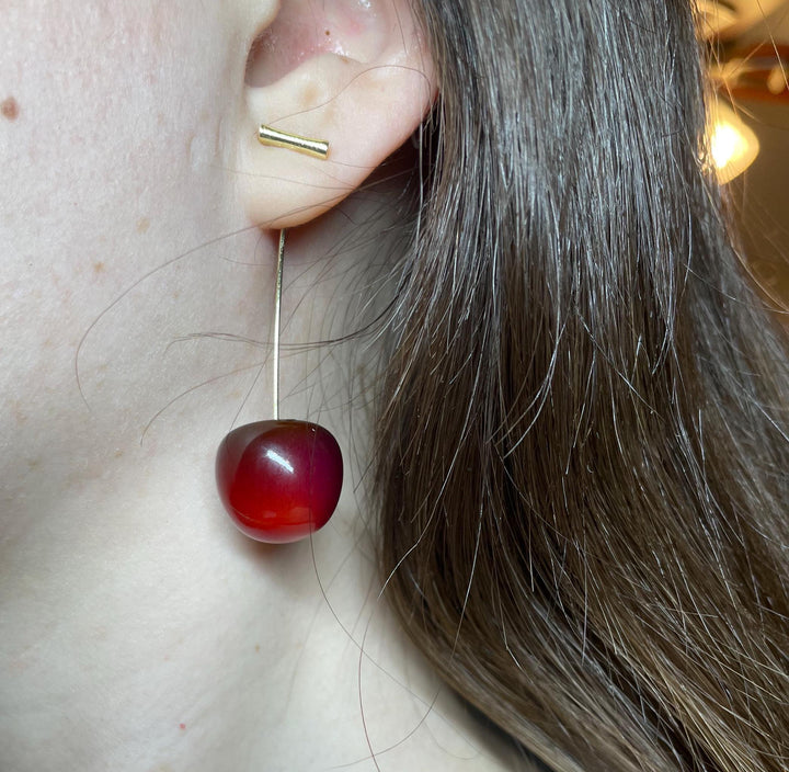 Blood Red Cherry Earrings, Y2K Jewelry, Y2K, Coquette, Lightweight, White Elephant Gift, Galentine's Party, Cute Earrings