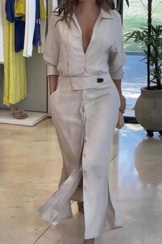 ELISABETTA | Elegant Maxidress with V-Neck and Flowing Cut for a Chic Summer